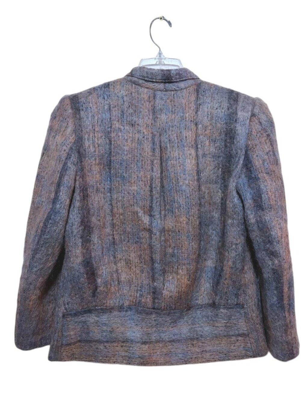 Vintage Bespoke Mohair Jacket M Fitted Blazer Fuzzy Cozy Neutral Stripes - Picture 4 of 5